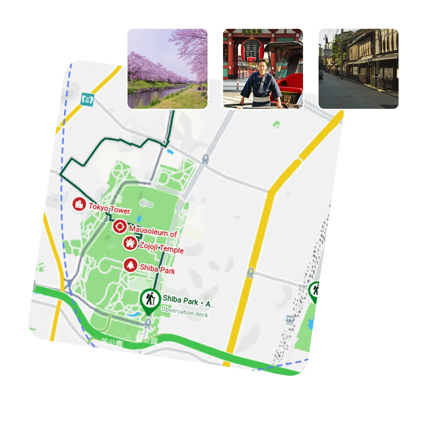 DangoTravel map experience showing themed Japan travel discovery